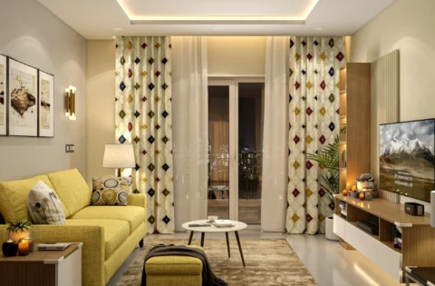 Living room designed by a Bengaluru expert showcasing balanced layout, modern furniture, and natural light flow.