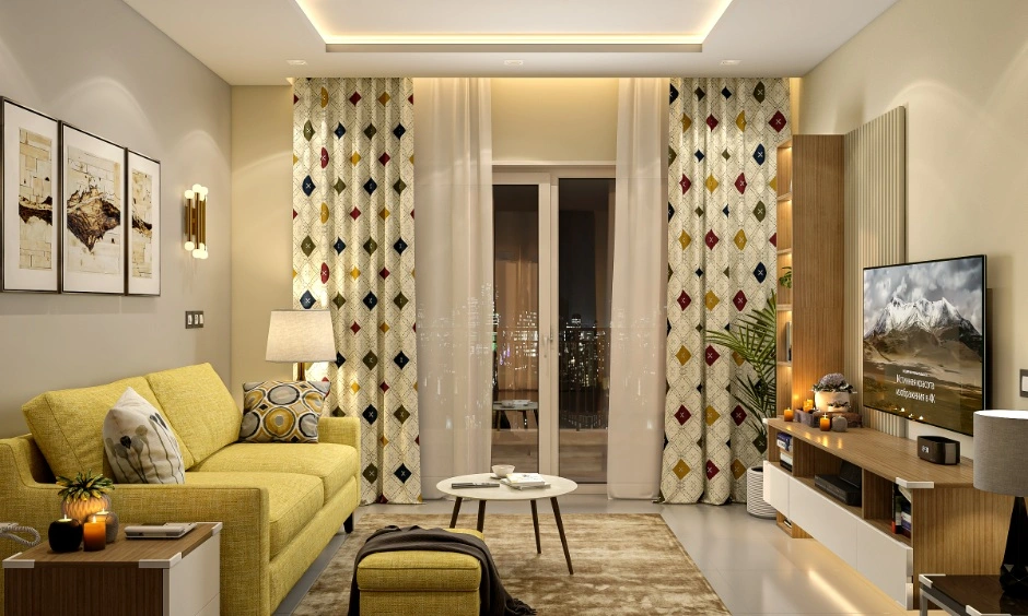 Living room designed by a Bengaluru expert showcasing balanced layout, modern furniture, and natural light flow.