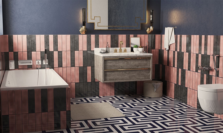 Colourful tiles and bold styling make this bathroom lively and expressive
