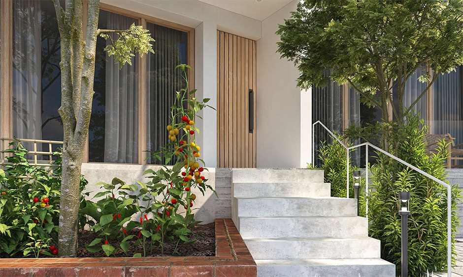 Off-white colour combinations with wooden textures to create a timeless atmosphere