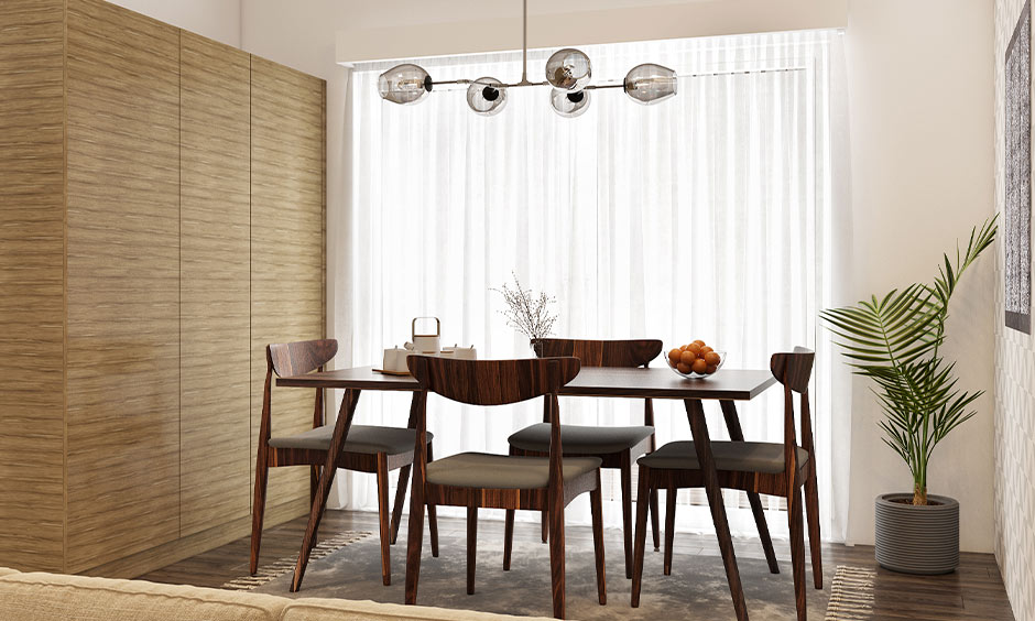 Off-white interior design with warm lighting and minimal décor for a trendy look