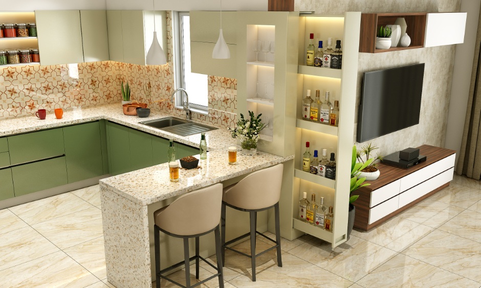 Modular kitchen in Coimbatore with smart storage and premium finishes affecting interior costs.