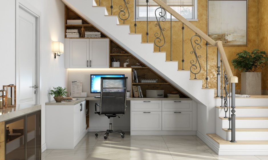 Designer-planned Coimbatore home office with practical layout and customised finishes.