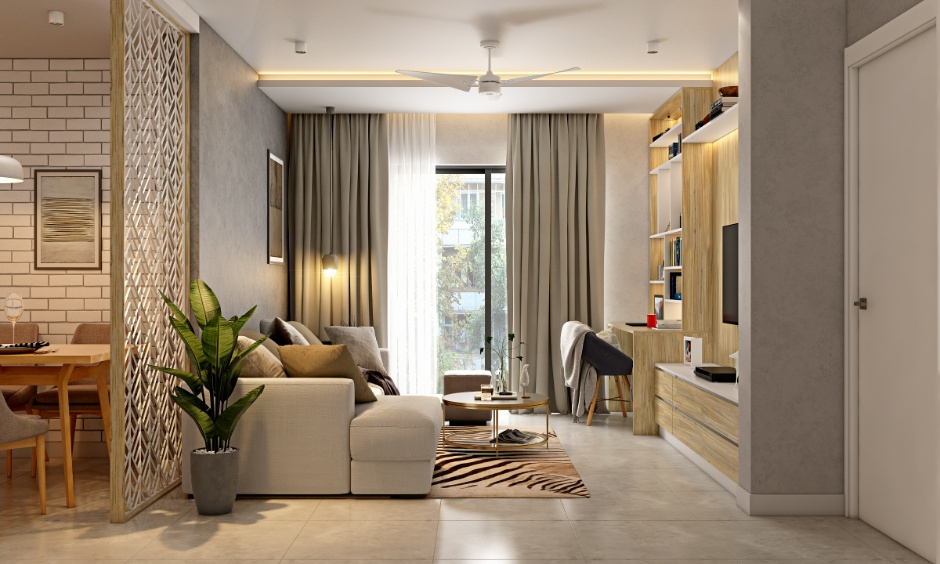 Standard living room dimensions in India: small 10x12, medium 12x16, large 15x20 feet.