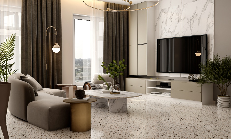 Built-in TV wall panel doubling as a display corner, highlighting the style benefits and fixed installation trade-off.