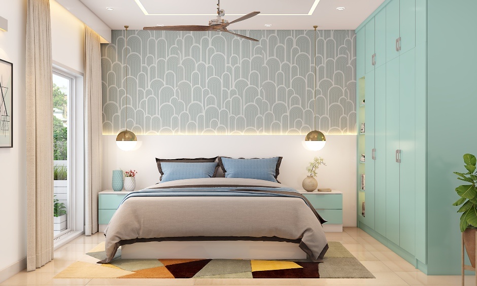 Well-planned bedroom layout demonstrating how space restrictions determine a couple's final choice of bed size.