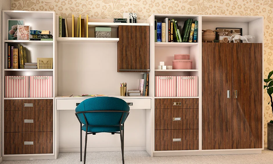 Decorative storage boxes neatly hide loose cables and charging accessories.