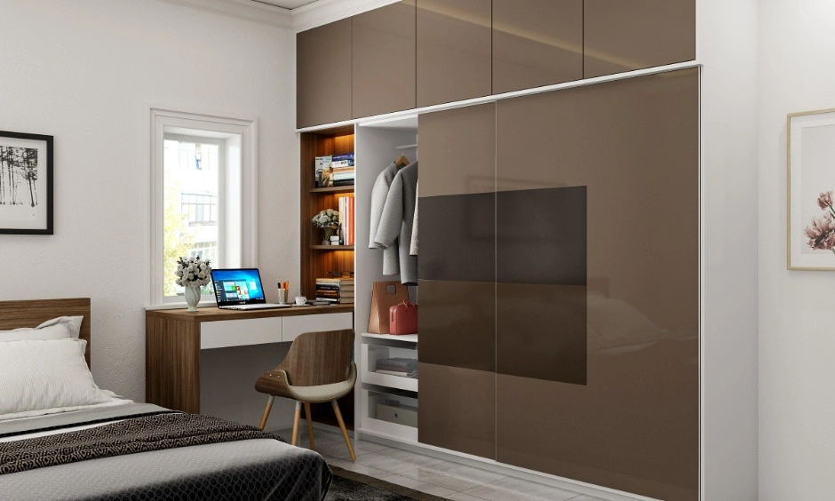 Wardrobe finished with modern laminate panels for a stylish and durable surface. 