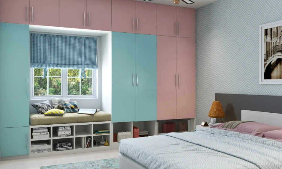 Elegant wardrobe handles enhance usability while complementing the overall design.