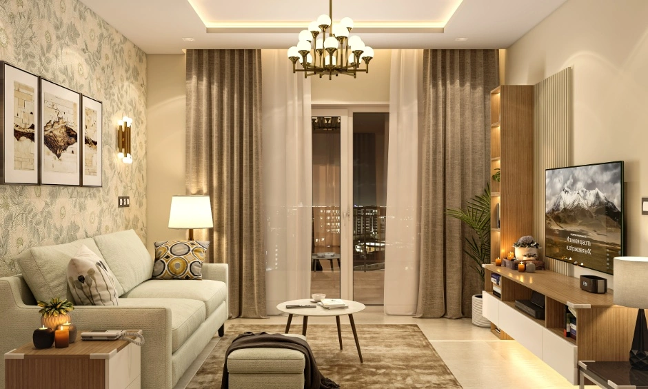 Living room layout showing comfortable TV placement with clear viewing angles.