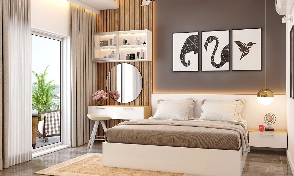 Built-in bed storage reduces the need for extra wardrobes in smaller rooms.