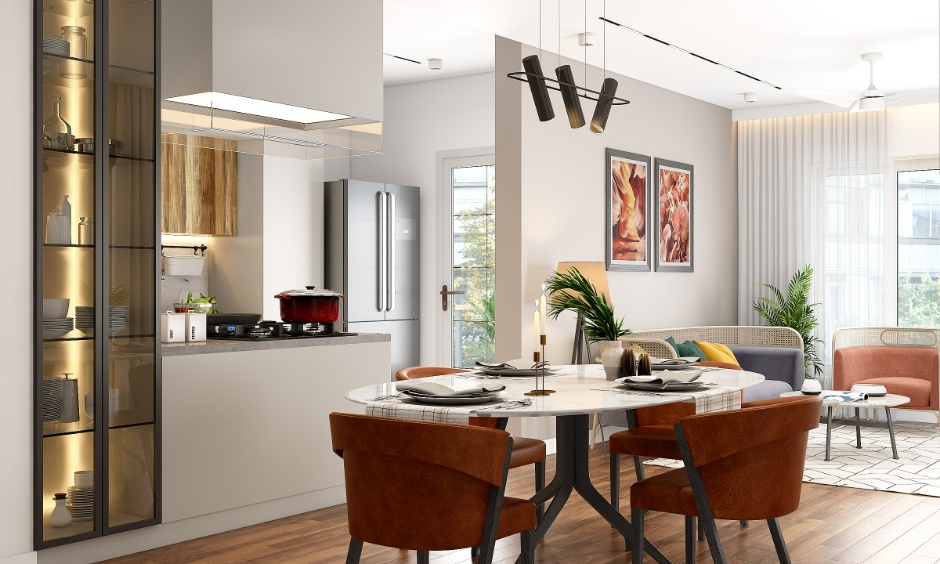 Well-planned living-dining layout illustrating how zoning improves home interior case studies.