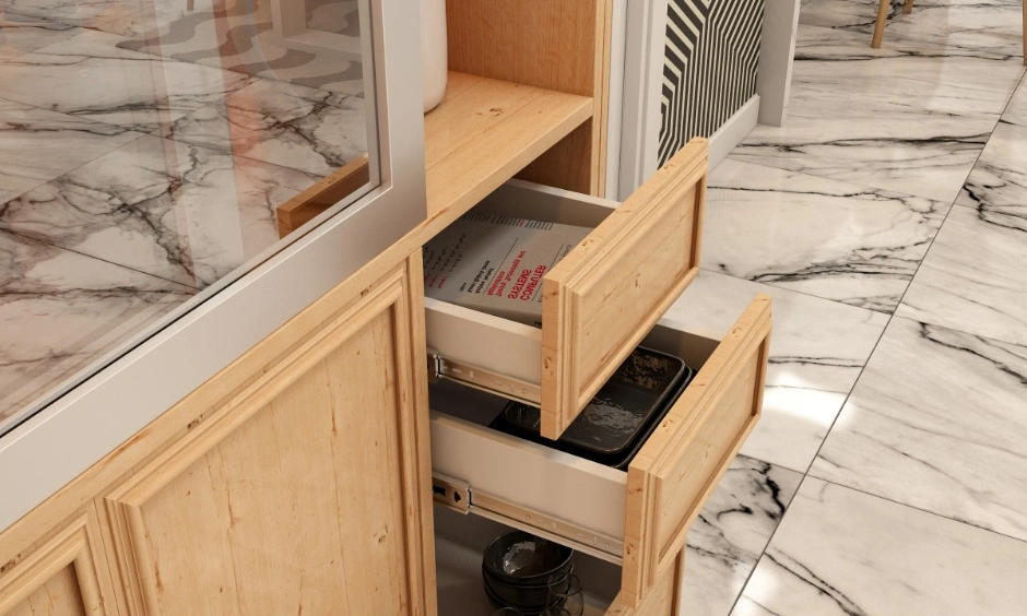 Wooden storage unit with drawers highlighting timeless interior design finishes for modern interiors