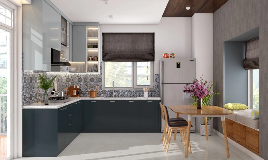 Natural light and an efficient layout support a sustainable and energy-conscious kitchen.