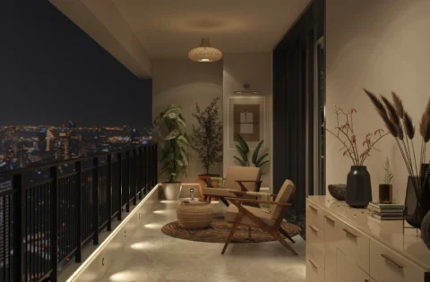 A transformed balcony showcases the impact of professional interior design execution services.