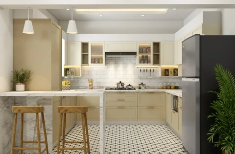 Modern modular kitchen in Pune combines stylish finishes with practical storage solutions.