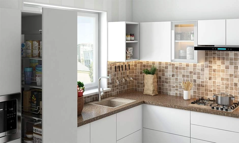 White under-sink cabinets with durable finishes complement a coffee-coloured countertop and sink.