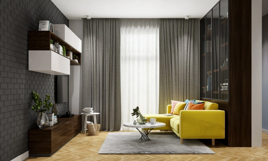 Curtains, cushions, wall art and indoor plants complete this inviting living room.