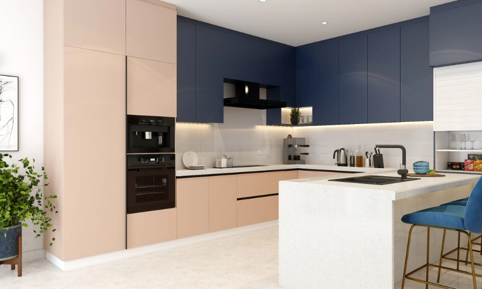 Floor-to-ceiling kitchen storage maximises space and keeps everyday essentials organised in Ahmedabad homes.