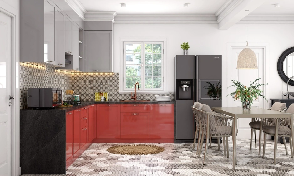 Contemporary kitchen with wood accents, durable finishes and practical materials for everyday family living.