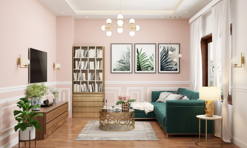 A bright living room combines thoughtful furniture placement with a cohesive interior design.