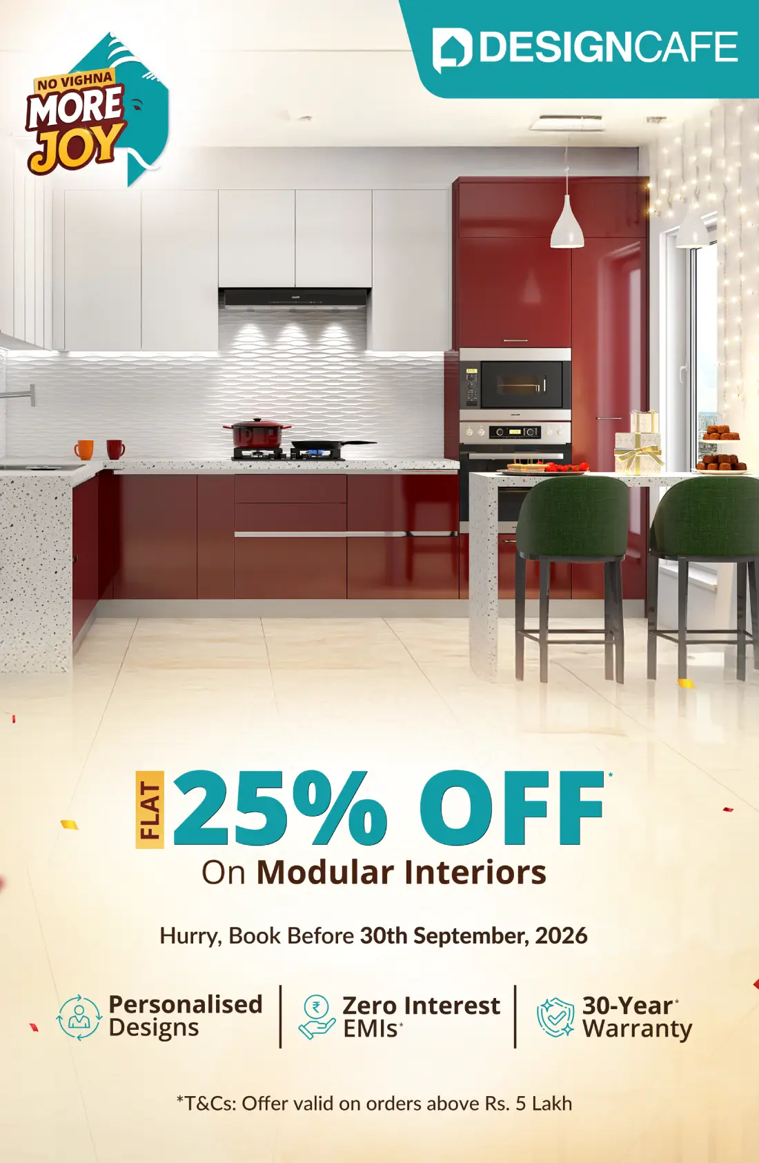 DesignCafe Freedom Special Offer: 25% OFF on Home Interiors.