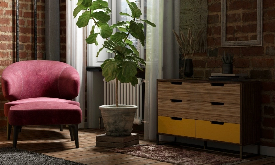 Natural materials, warm furnishings and indoor greenery reflect the shift towards calmer bedroom interiors.