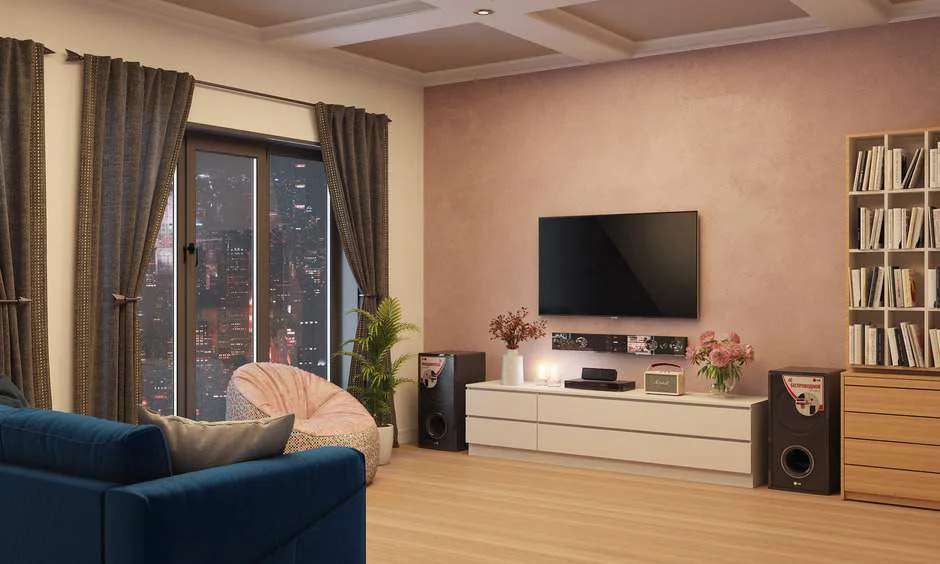 Large living room with soft textures and a comfortable, contemporary feel. 