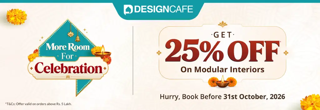 DesignCafe Freedom Special Offer: 25% OFF on Home Interiors.