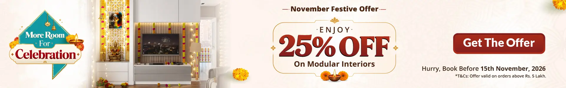 DesignCafe modular interior offer with 25% off